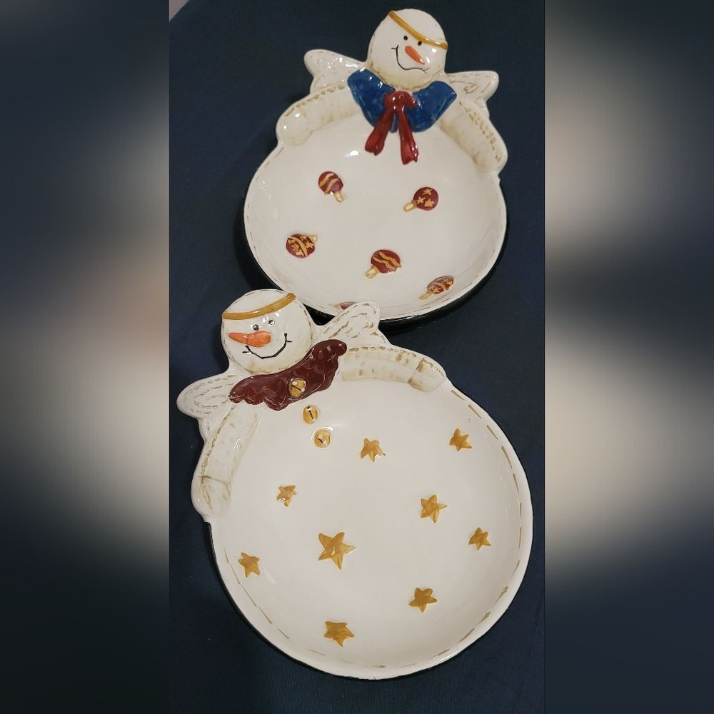 Sonoma Life Styles Country cermanic Angel Snowman/stars- candy/trinket dishes